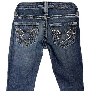 Big Star Sweet Skinny Ultra Low Fit Denim Jeans Studded Back Pockets Womens 24R